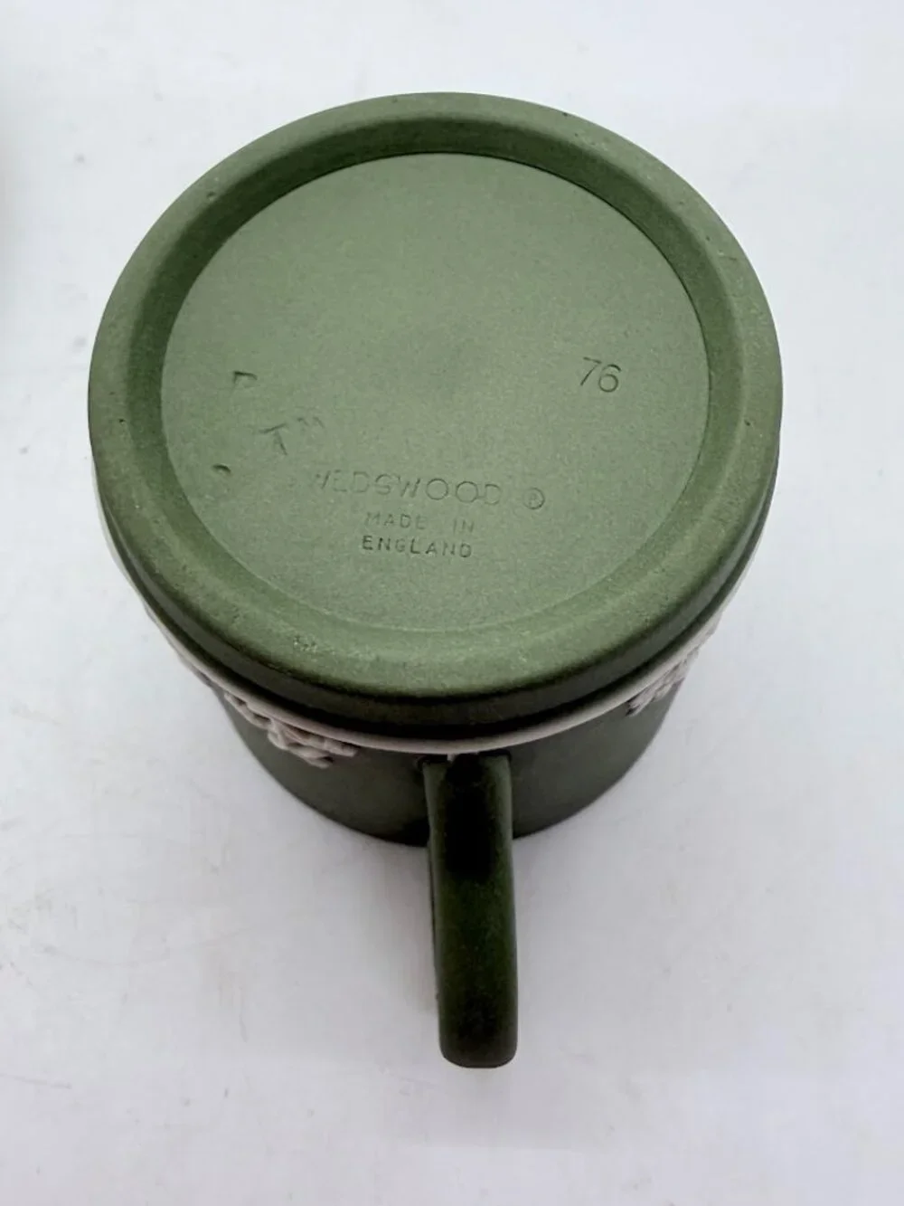 Vintage Wedgwood Sage Celadon Green Jasperware Demitasse Espresso Cup & Saucer